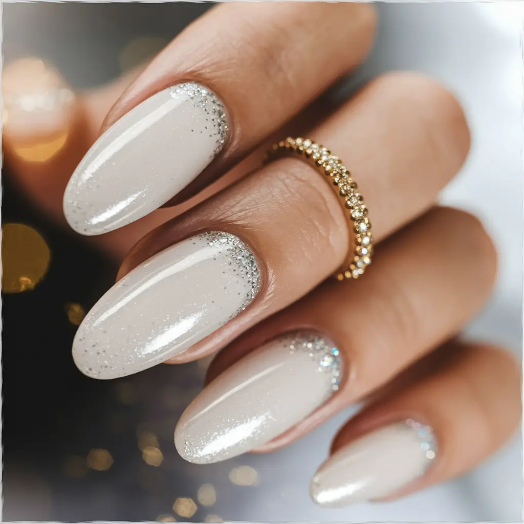 Fall Wedding Nail Designs 2025 Elegant Silver-Dusted Neutral