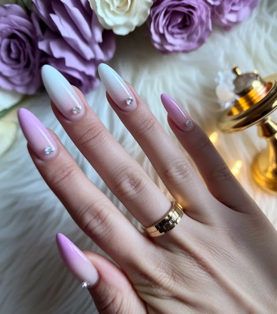 Fall Wedding Nail Designs 2025 Romantic Ombré with Pearl Accents