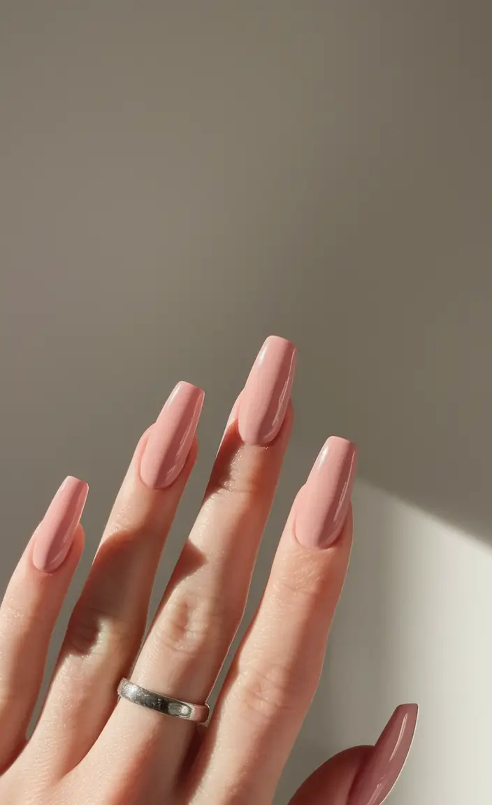 Fall Ballerina-Shaped Nail Ideas 2025 Blush Nude Glow