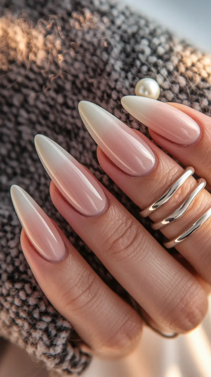 Modern Fall Manicure Ideas 2025 Sheer Pearl Ombre