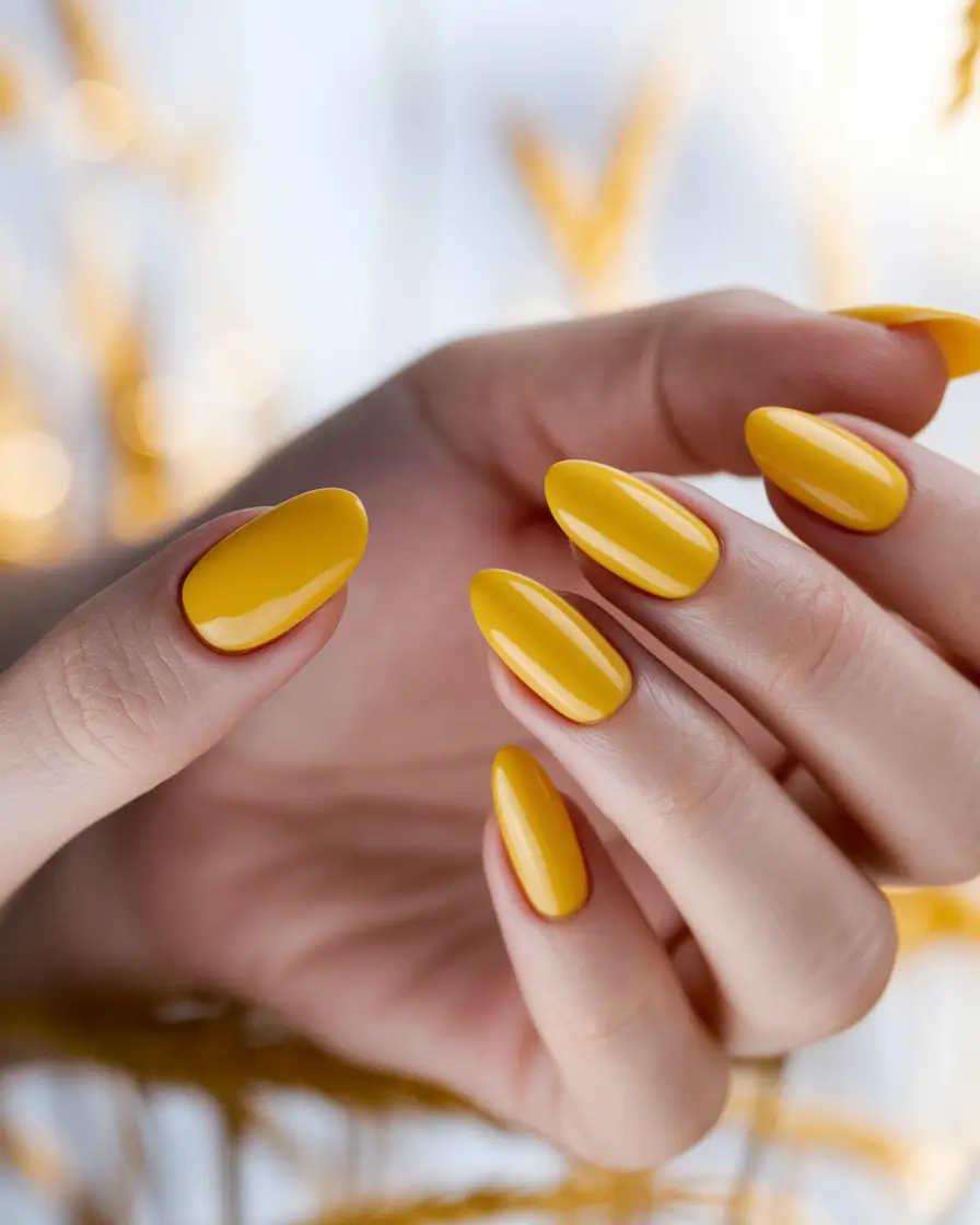 Nail Color Ideas for Women Over 60 - Fall 2025 Golden Yellow Radiance