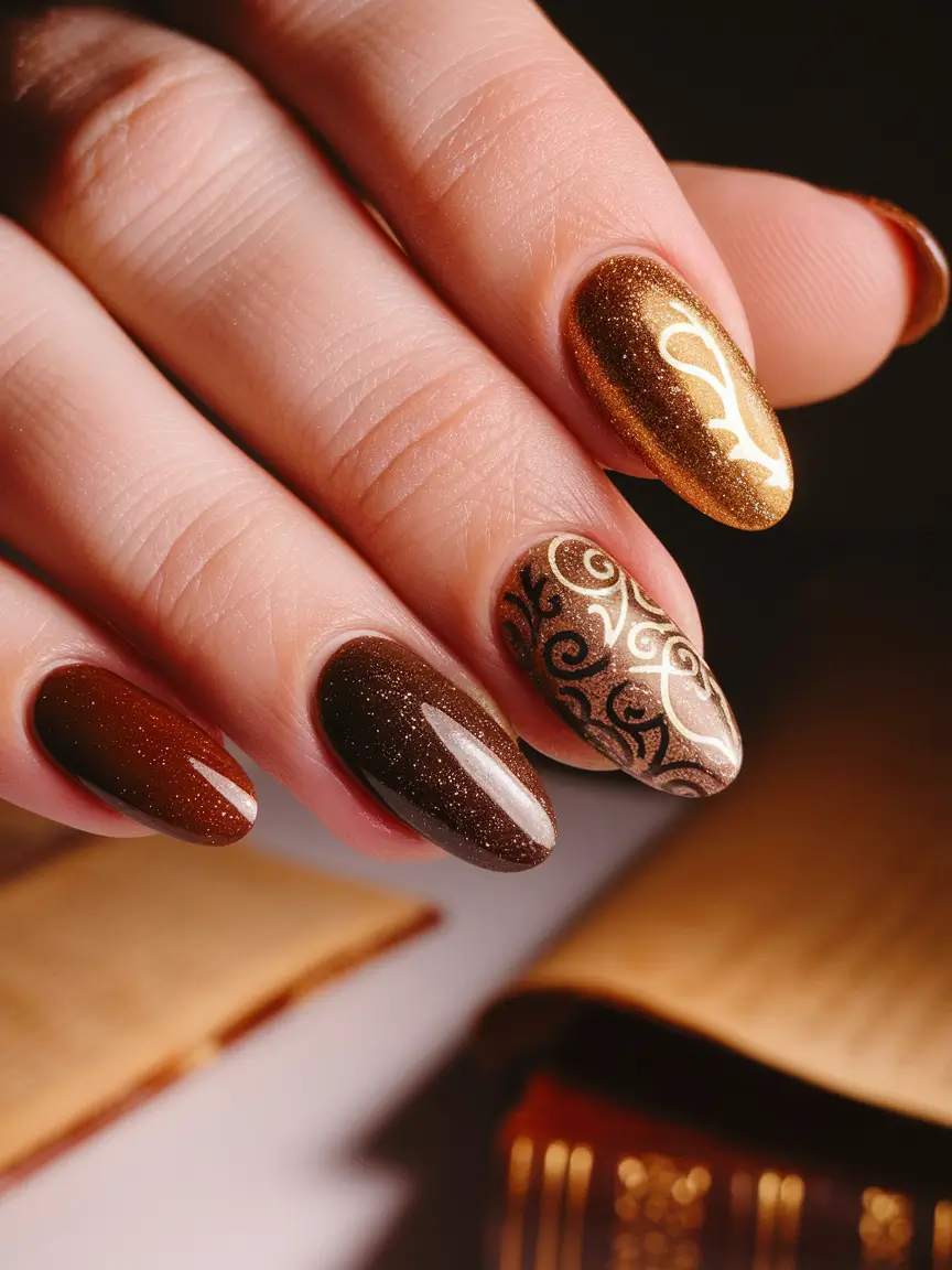 Nail Color Ideas for Women Over 60 - Fall 2025 Golden Brown Luxury