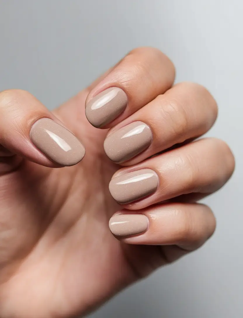 nail trends for fall 2025 Minimalist Taupe Short Nails
