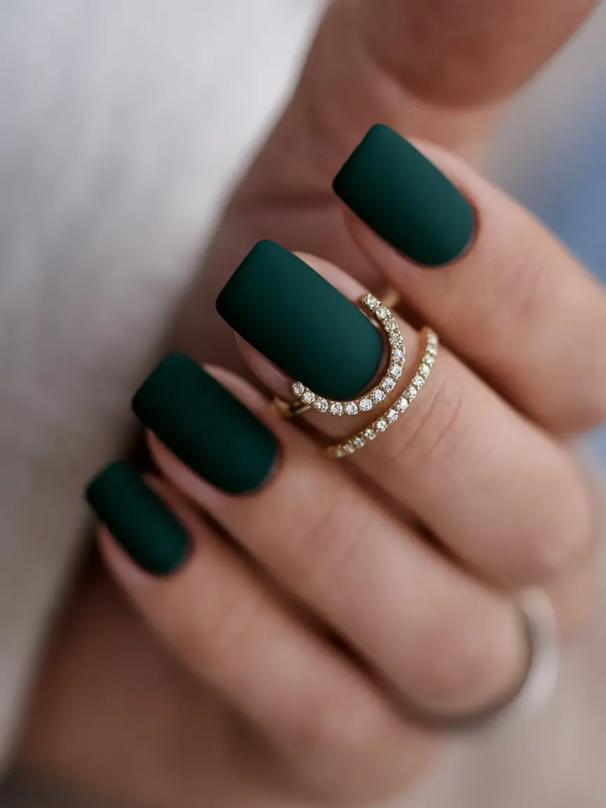 nail trends for fall 2025 Velvet Forest Matte Coffin Nails