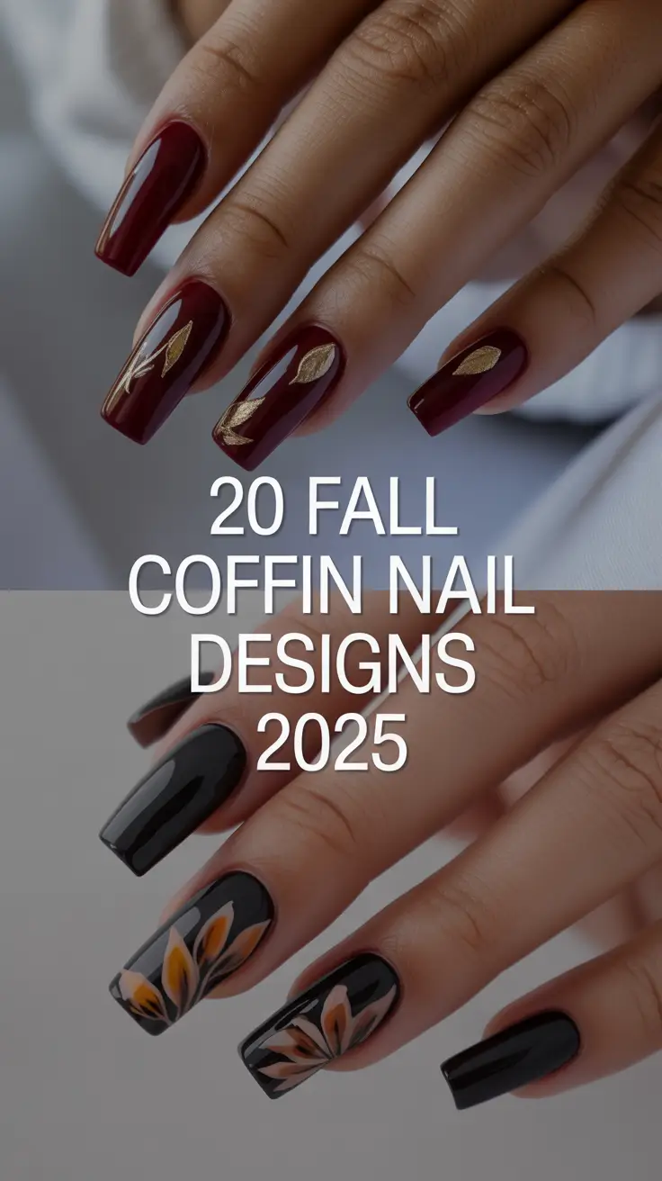 Fall Coffin Nail Designs 2025: Trendy Ideas Burgundy, Simple & Stunning
