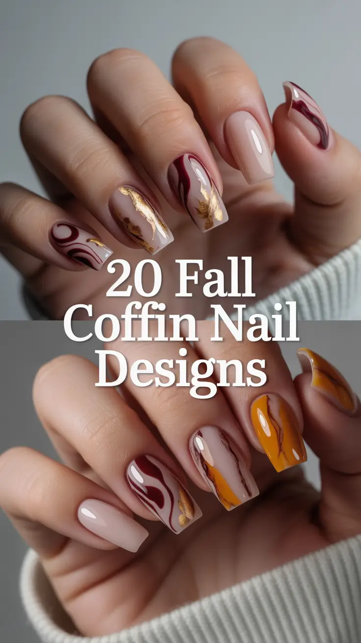 Fall Coffin Nail Designs 2025: Trendy Ideas Burgundy, Simple & Stunning