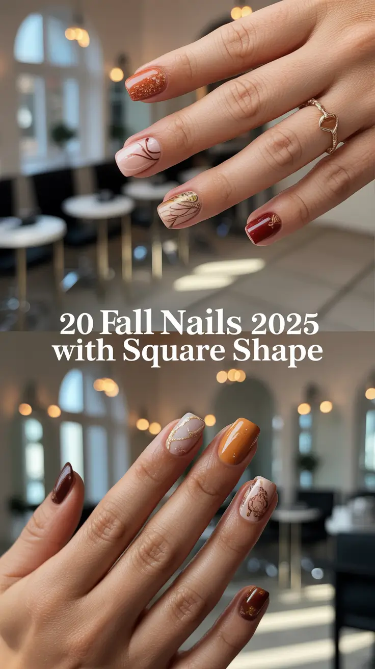 Fall Nails 2025 with Square Shape – Trendy Designs and Inspo for Autumn