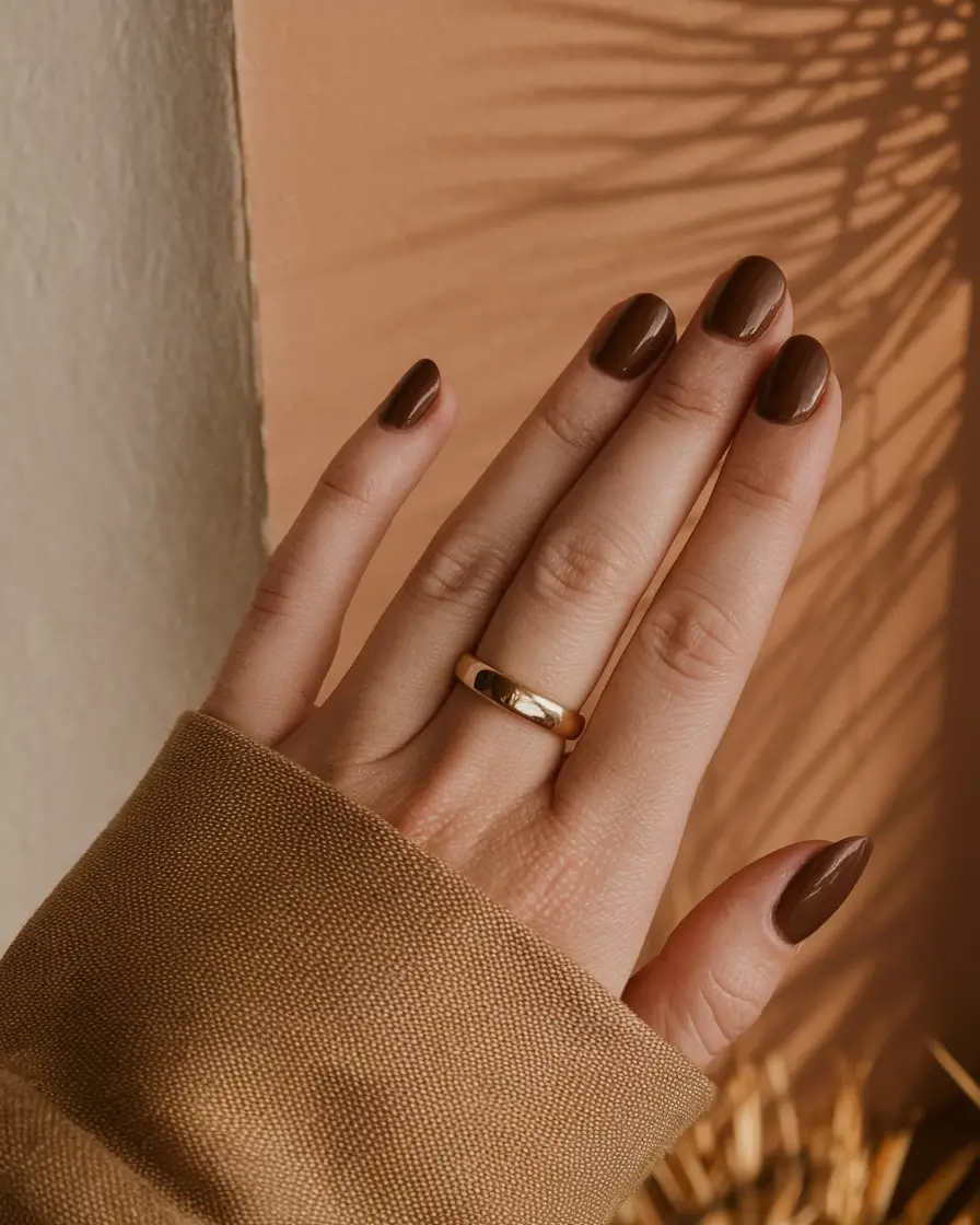Stylish Brown Fall Nails 2025 Minimal Cocoa Elegance