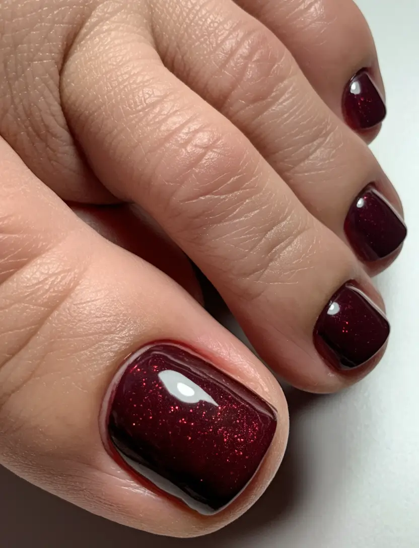 Stylish Fall Toe Nail Colors 2025 Sultry Cherry Wine