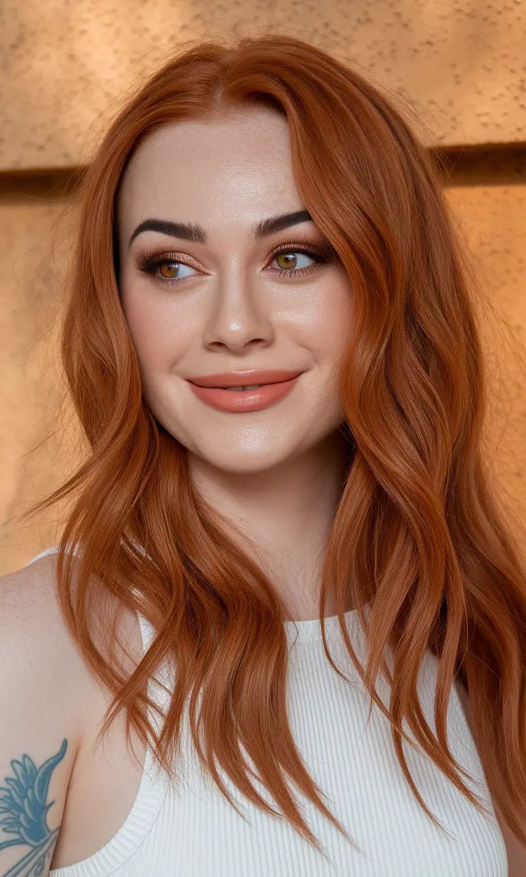 Top Fall Hair Colors Ideas 2025 on Warm Skin Soft Pumpkin Spice on Warm Pale Skin