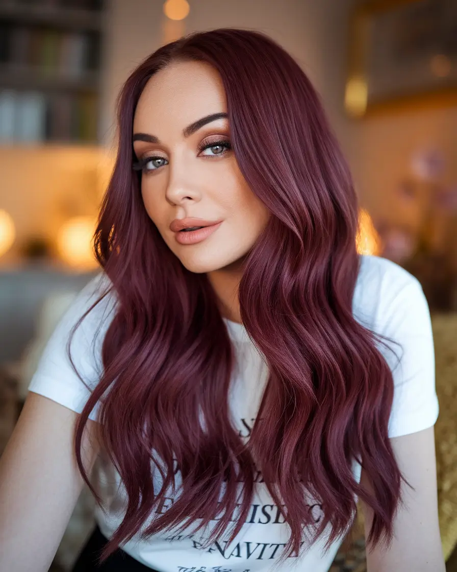 Top Fall Hair Colors Ideas 2025 on Warm Skin Plum Smoke Statement