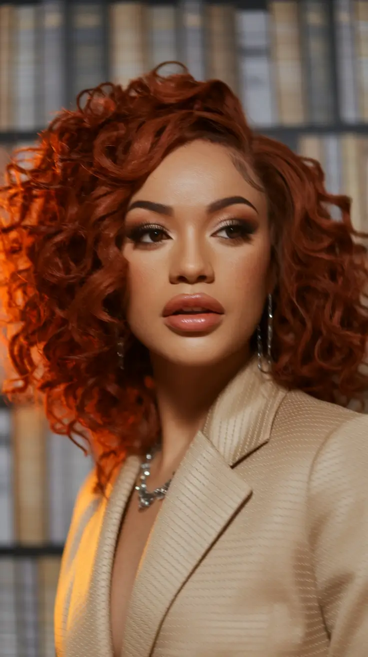 Top Fall Hair Colors Ideas 2025 on Warm Skin Curly Cherry Cola with Fierce Volume