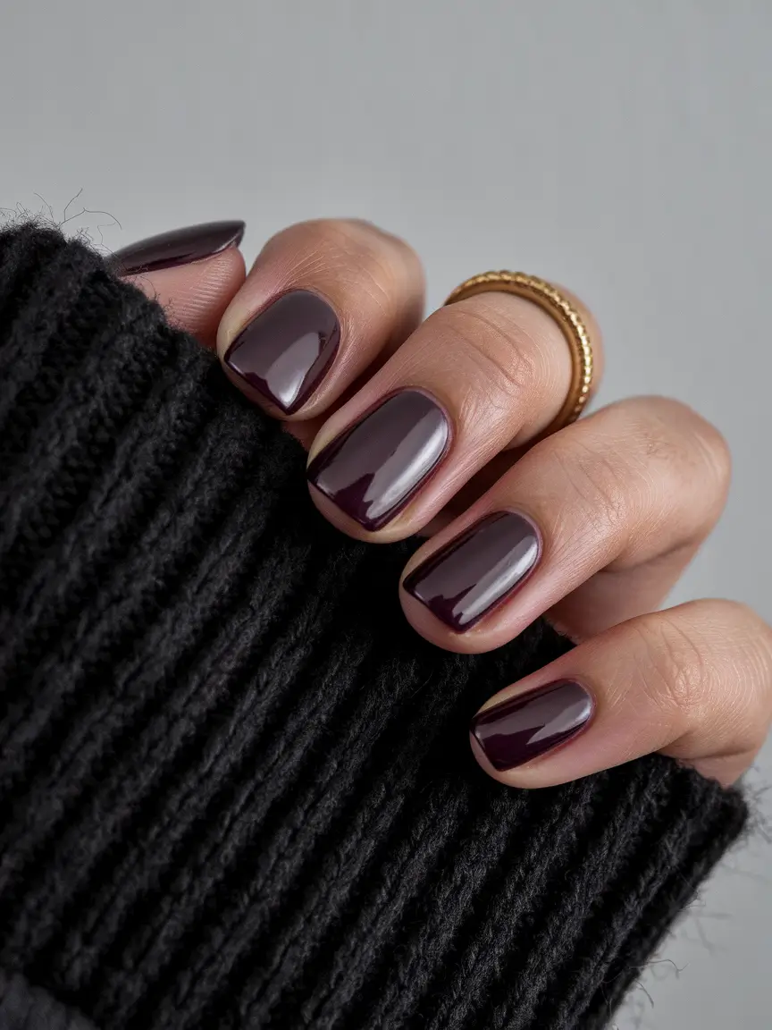 Trendy Fall Nail Colors and Designs 2025 Deep Plum Elegance