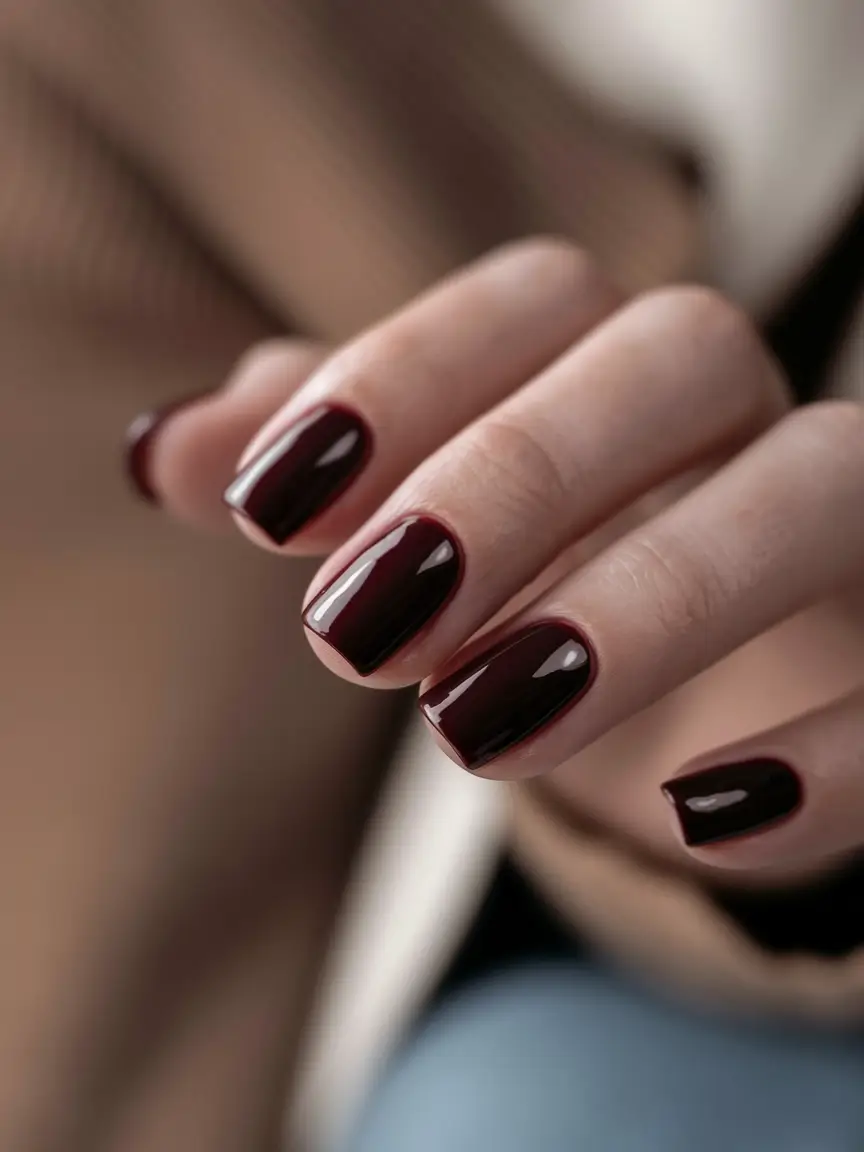 Trendy Fall Nail Colors and Designs 2025 Classic Burgundy Statement