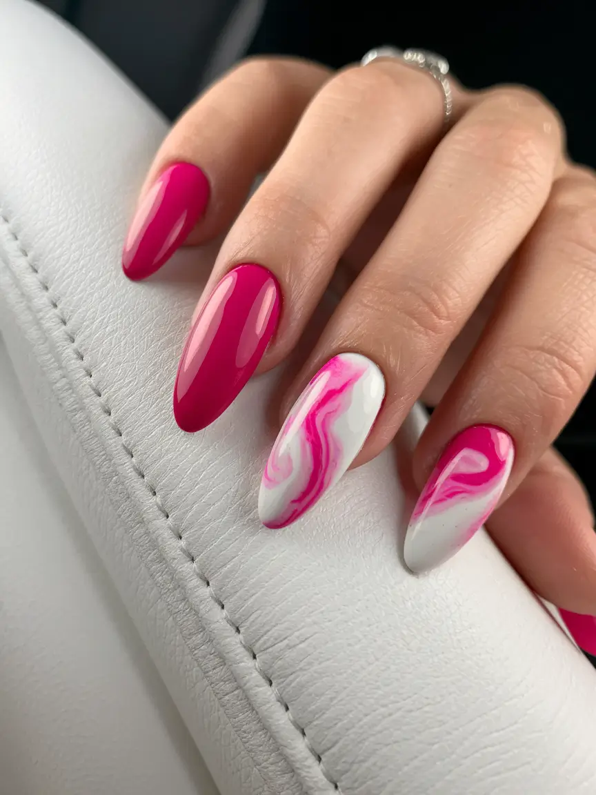 Trendy Fall Nail Colors and Designs 2025 Pink Swirl Art
