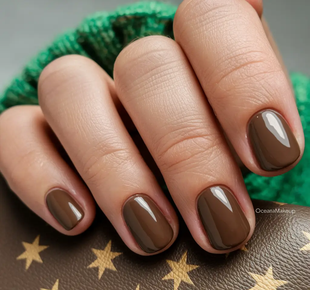 Trendy Fall Nail Colors and Designs 2025 Chocolate Brown Simplicity
