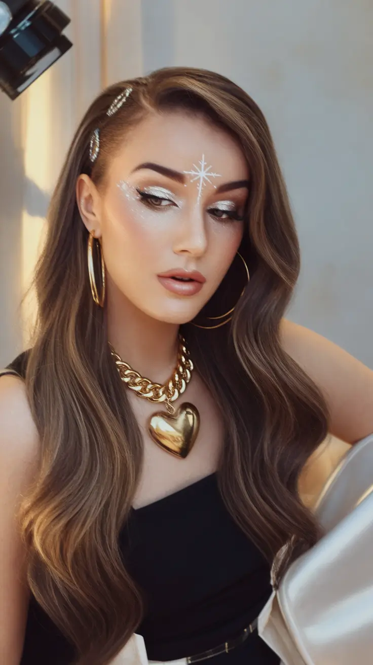 Warm Hair Colors to Try This Fall 2025 Golden Espresso Luxe with Glam Side Part