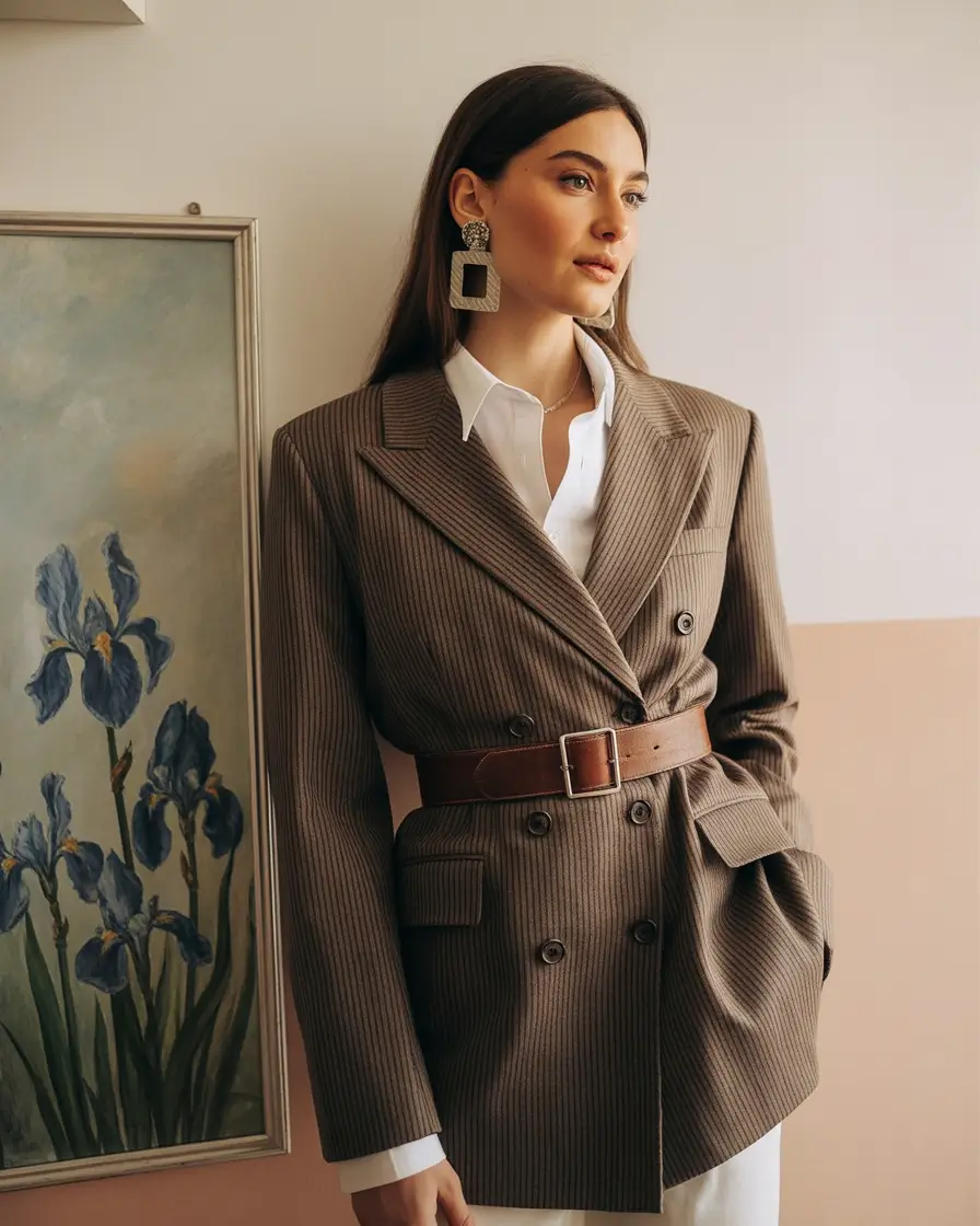 Stylish Winter Office Outfits Inspiration 2025 - 2026 Structured Blazer with a Belted Finish