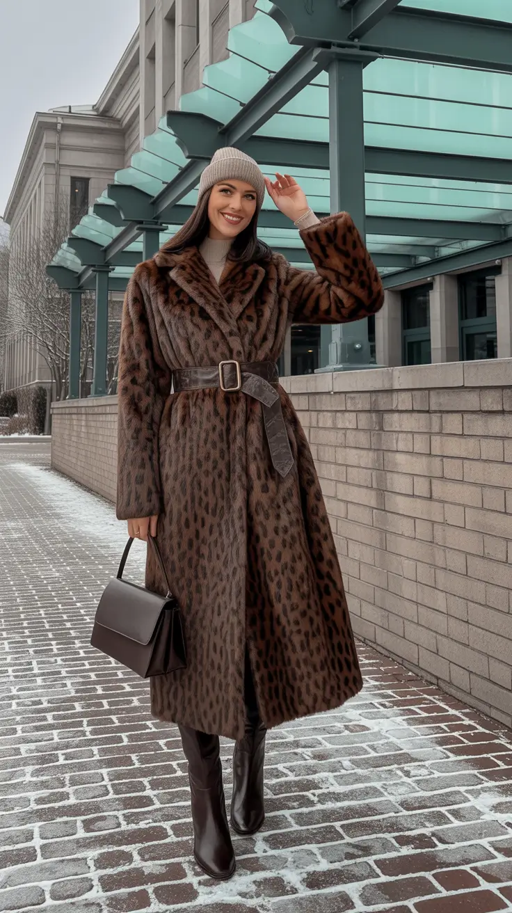 Stylish Winter Office Outfits Inspiration 2025 - 2026 Playful Luxury with Leopard Print