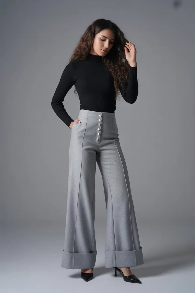 Stylish Winter Office Outfits Inspiration 2025 - 2026 Modern Contrast in Black and Gray