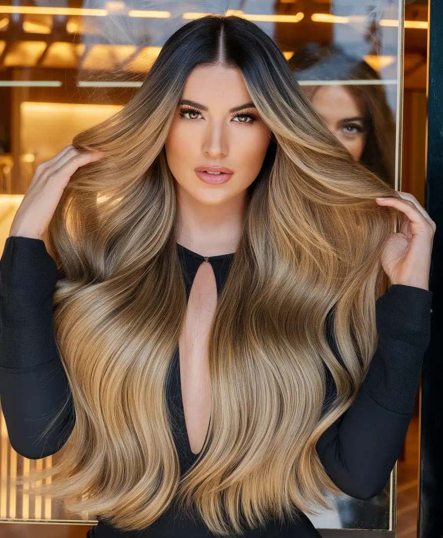 Balayage Hair Color for Winter 2025-2026 Seamless Blonde Balayage with Long Layers