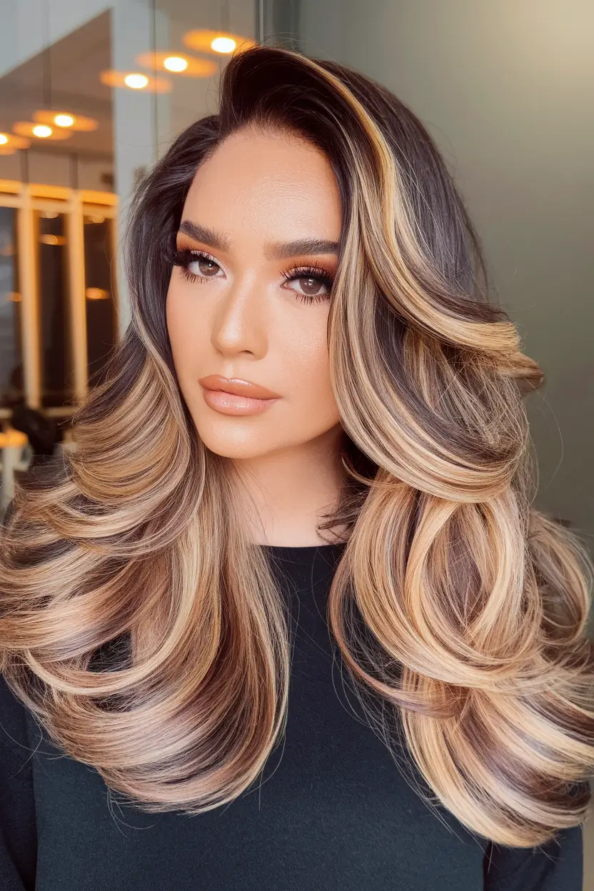 Balayage Hair Color for Winter 2025-2026 High-Contrast Balayage with Luxe Volume