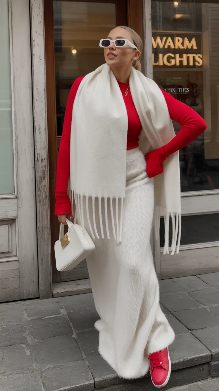 Best Winter 2025–2026 Looks to Try This Season Red & White Power Contrast