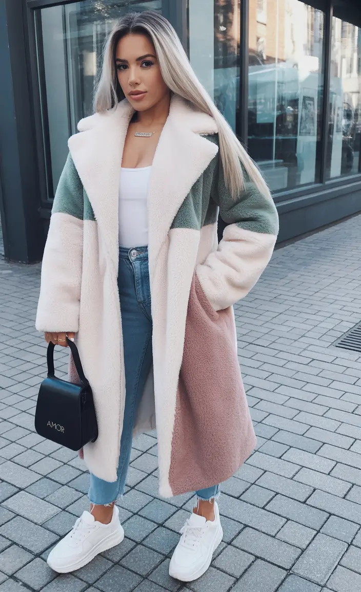 Birthday Outfit Inspiration Winter 2025 - 2026 Colorblock Statement Coat for Cozy Chic