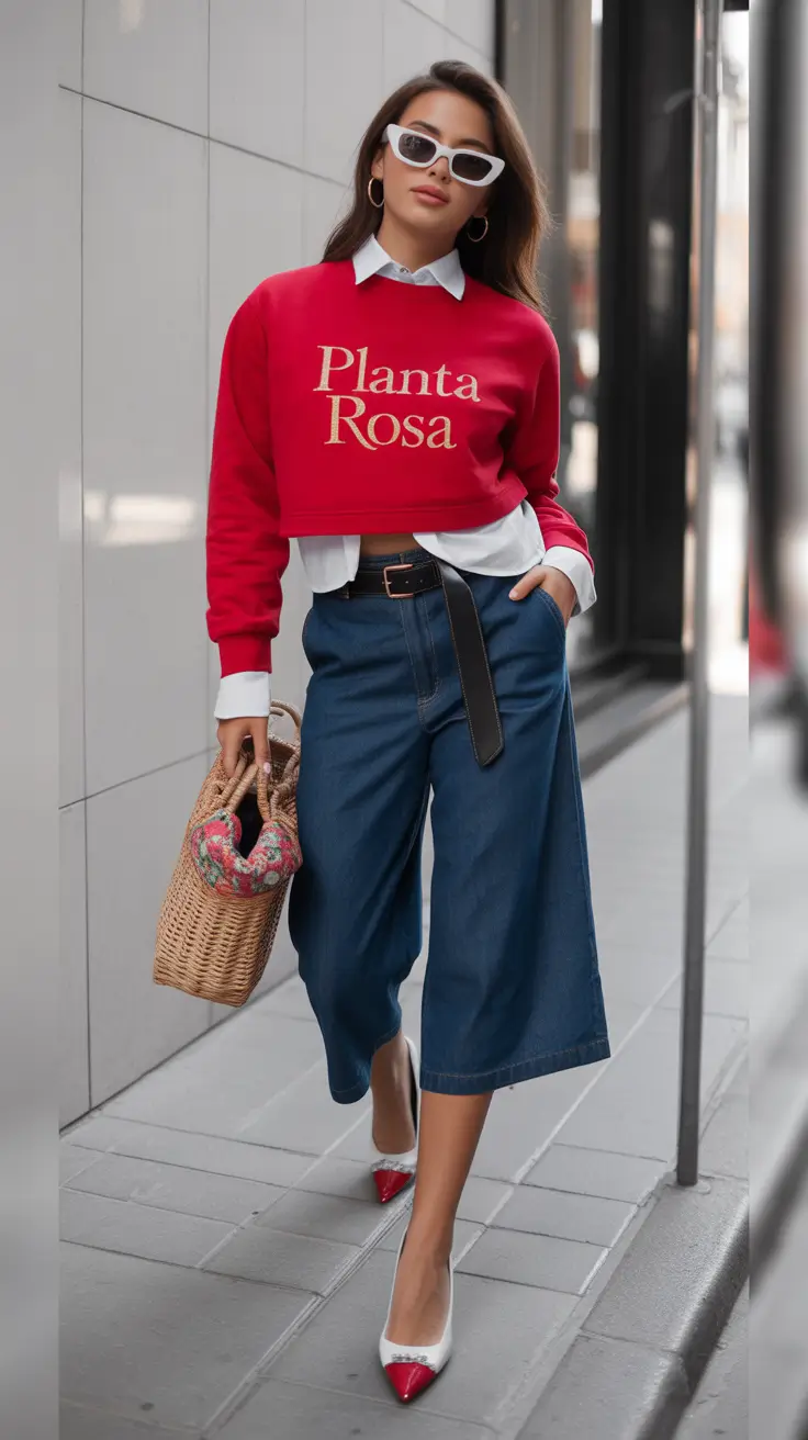 Birthday Outfit Inspiration Winter 2025 - 2026 Playful Denim and Pop of Red
