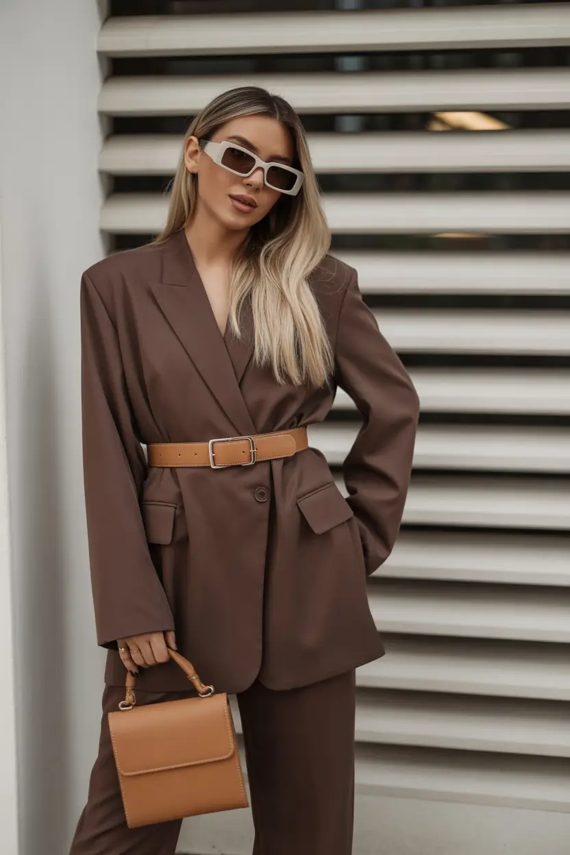 Birthday Outfit Inspiration Winter 2025 - 2026 Chocolate Suit with Modern Accessories