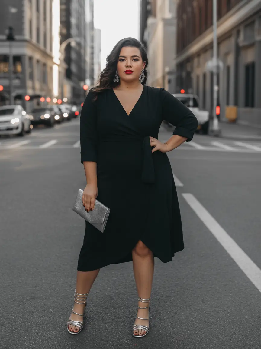 Birthday Outfit Inspiration Winter 2025 - 2026 Classic Wrap Dress in Black