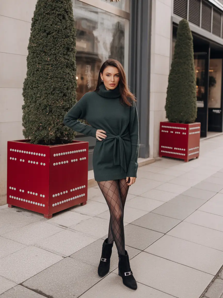 Birthday Outfit Inspiration Winter 2025 - 2026 Modern Knit Dress with a Twist