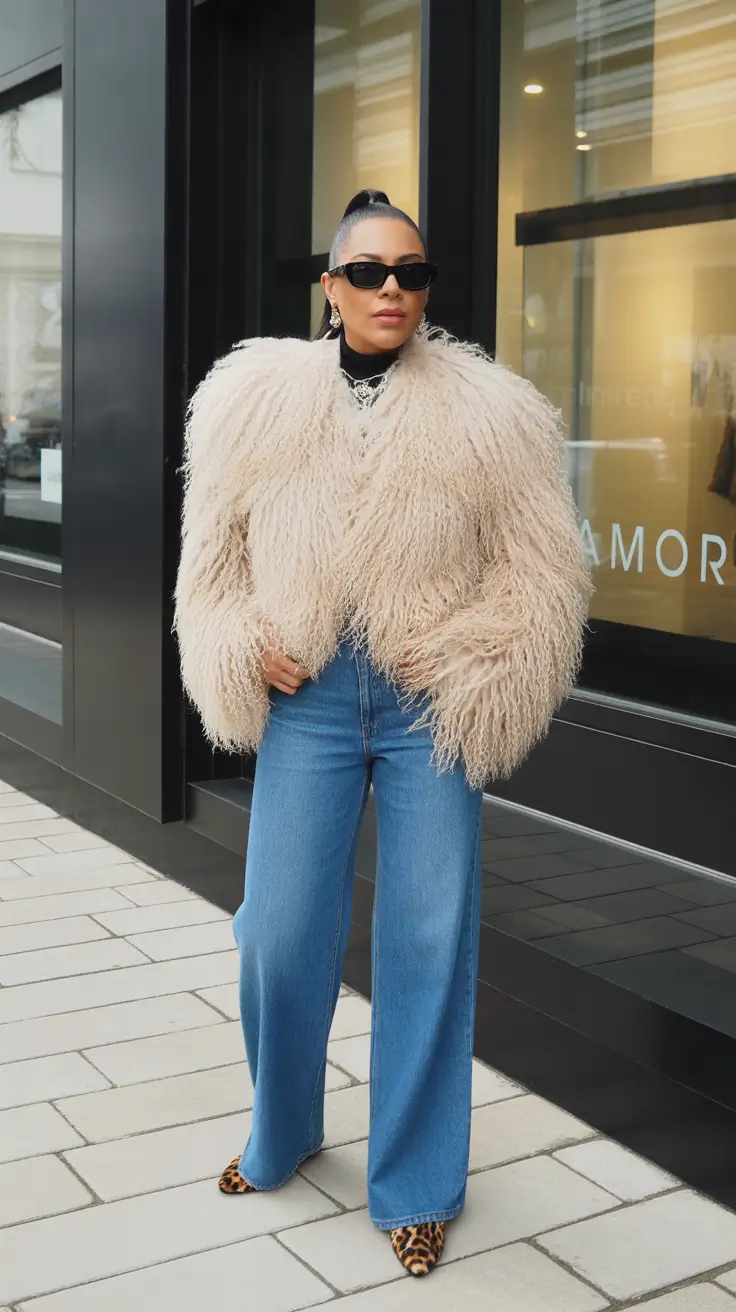 Birthday Outfit Inspiration Winter 2025 - 2026 Fluffy Glam Meets Denim Ease