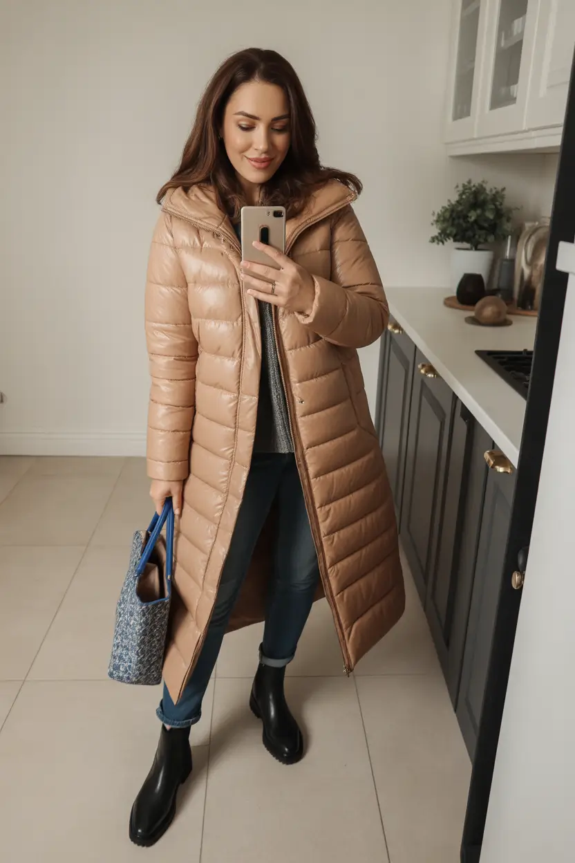 Comfy Winter Outfit Inspiration 2025 - 2026 Everyday Camel Puffer Chic