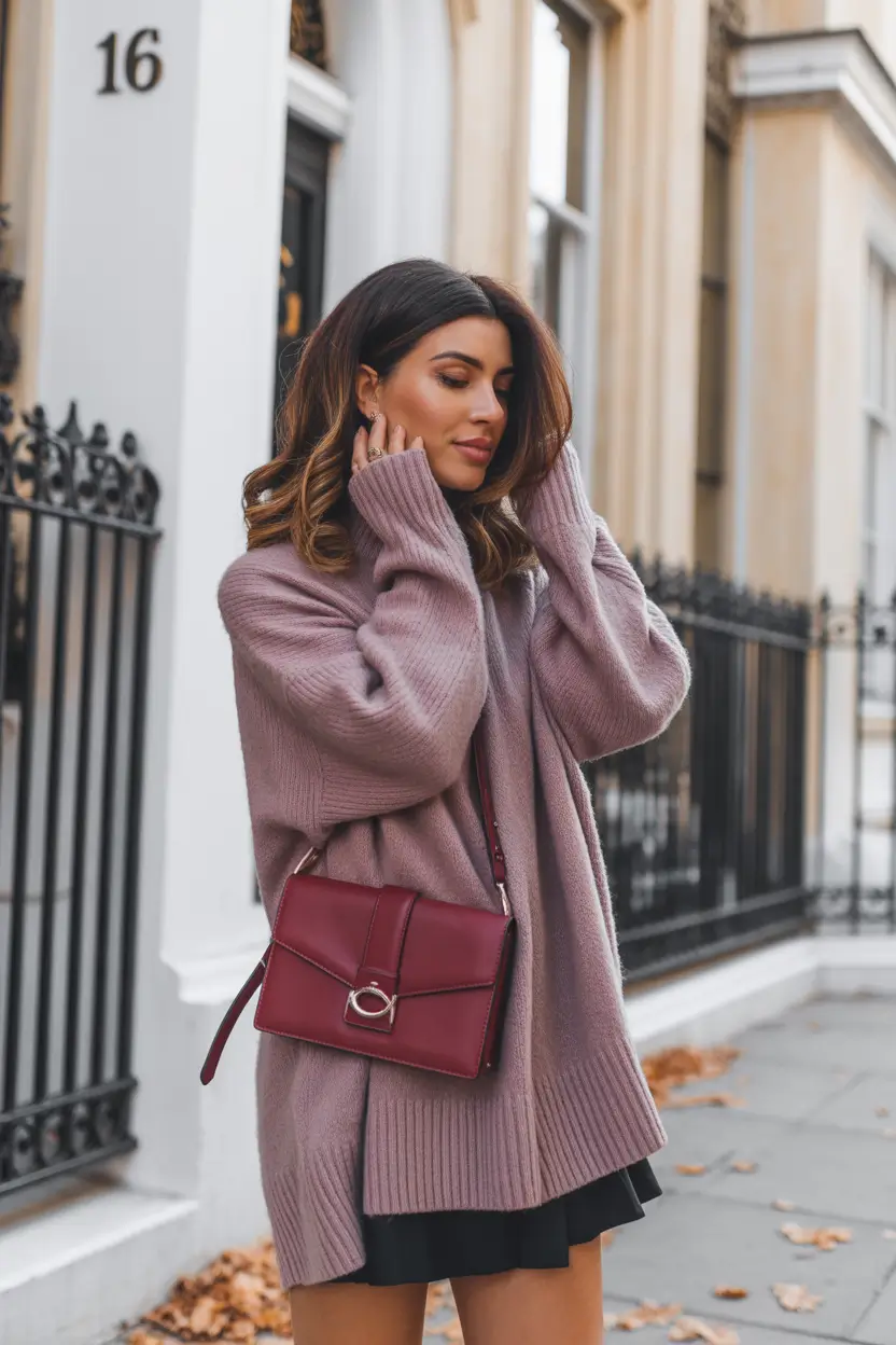 Comfy Winter Outfit Inspiration 2025 - 2026 Soft Knits and Burgundy Accents