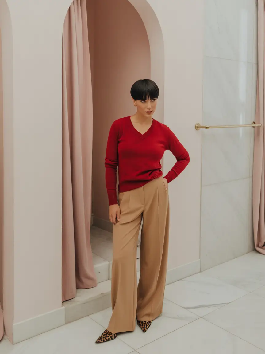 Comfy Winter Outfit Inspiration 2025 - 2026 Red and Camel Power Pairing