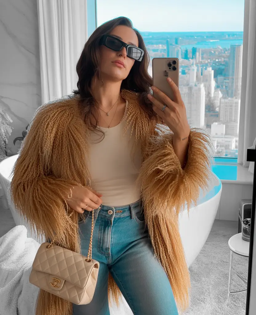 Cozy Casual Winter Outfit Ideas 2025 - 2026 Textured Coat with Luxe Accessories