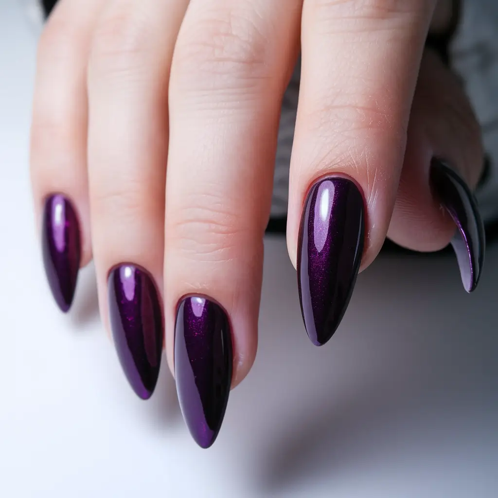 Dark Fall Nails 2025 Shimmering Purple Glow