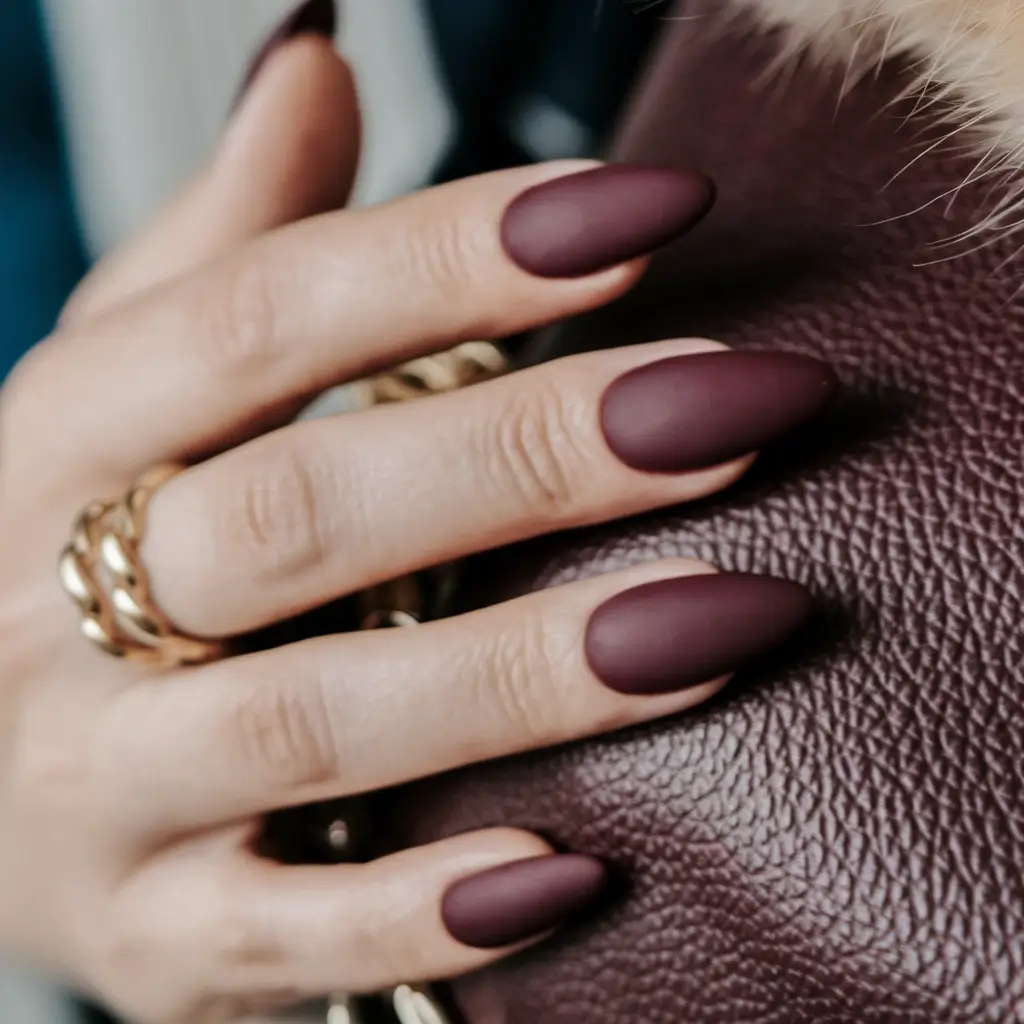 Dark Fall Nails 2025 Velvety Matte Burgundy