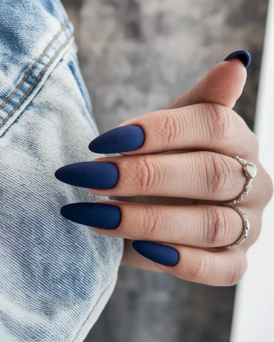 Dark Fall Nails 2025 Matte Navy Sophistication