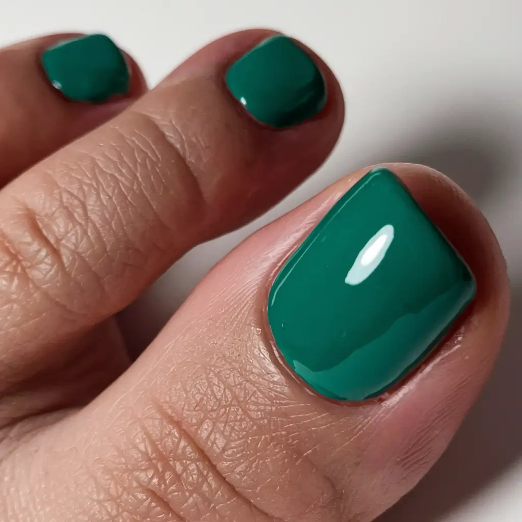 Fall Seasonal Toe Nails for October 2025 Emerald Green Elegance