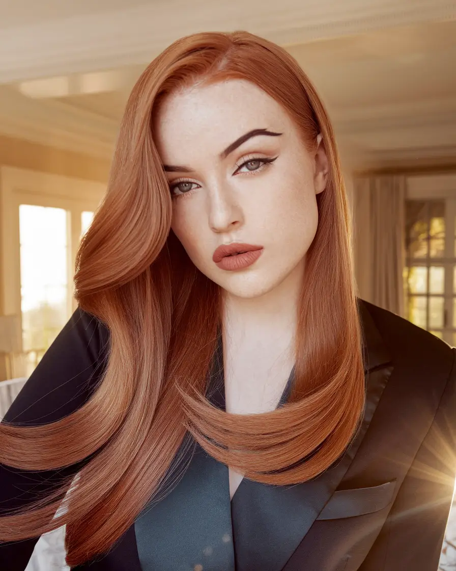Hair Color Ideas: Auburn for Winter 2025 - 2026 Glossy Auburn with Timeless Elegance