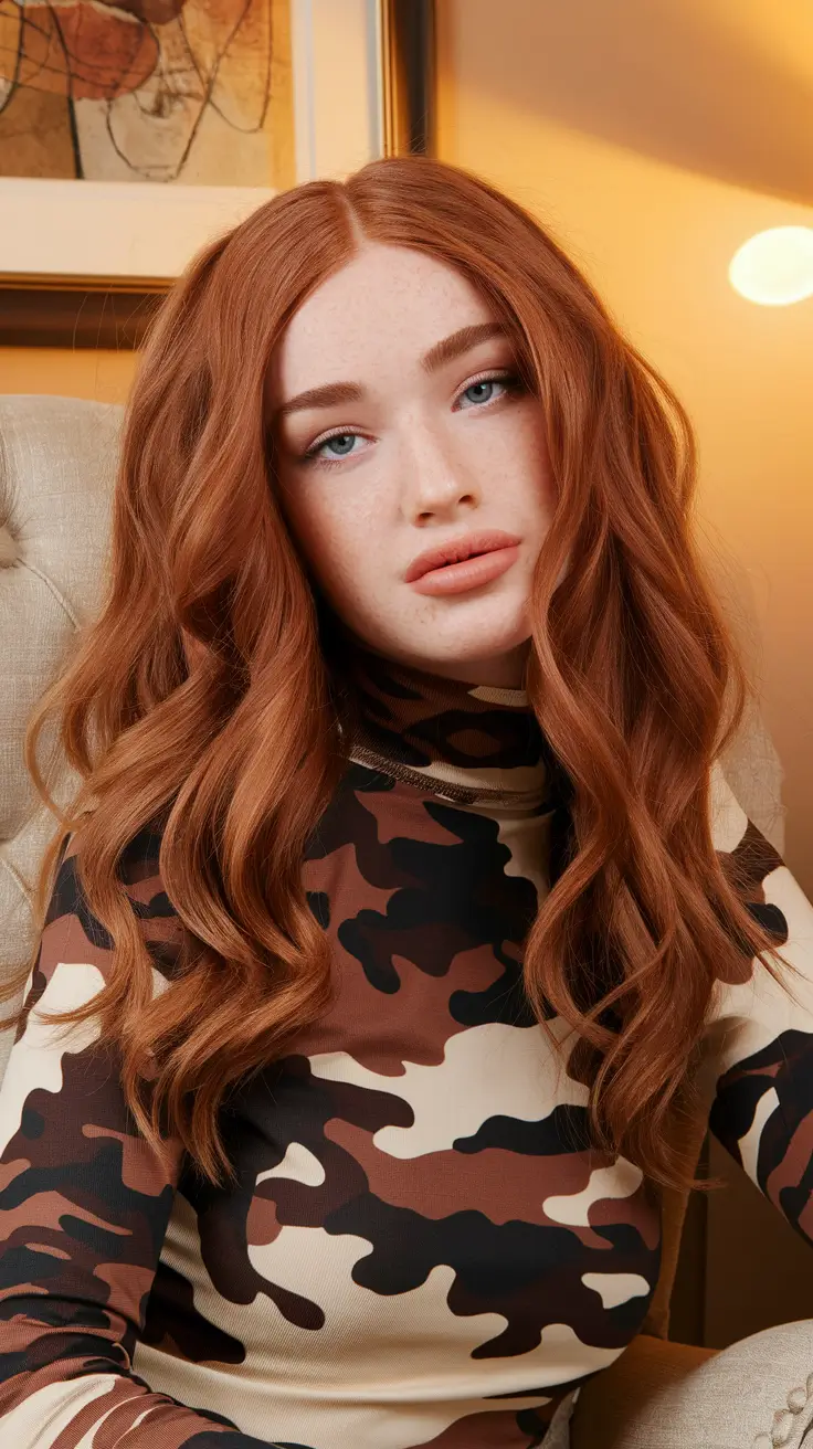 Hair Color Ideas: Auburn for Winter 2025 - 2026 Warm Auburn with Casual Waves