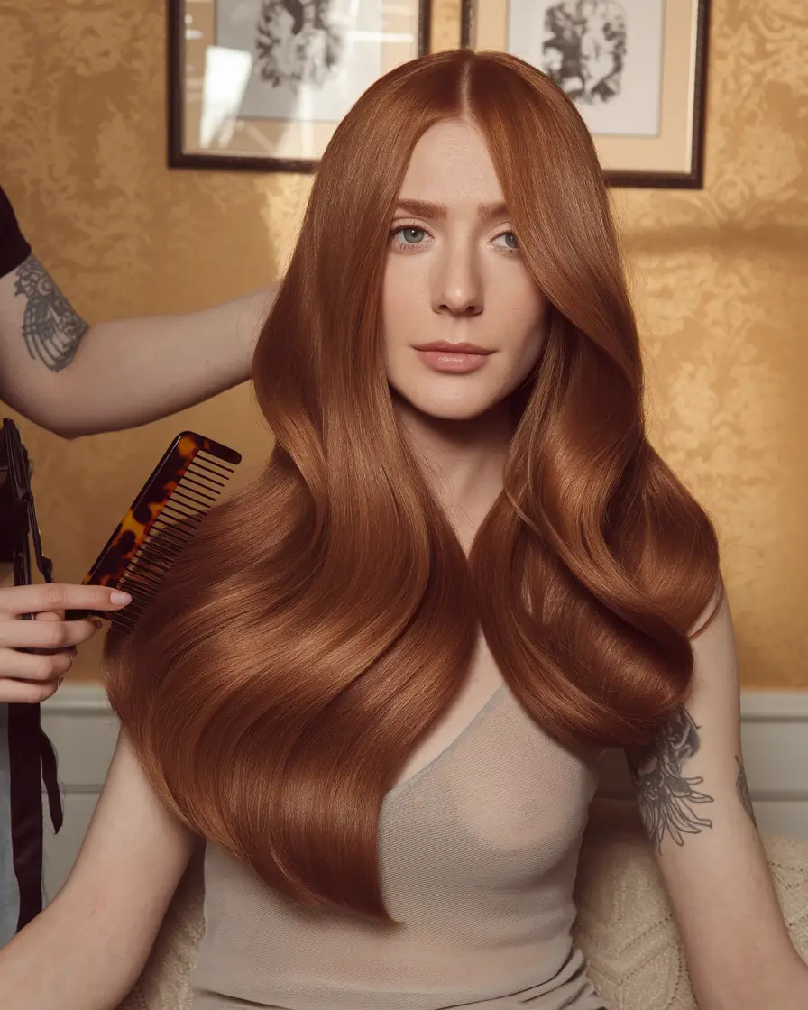 Hair Color Ideas: Auburn for Winter 2025 - 2026 Polished Auburn with Sculpted Shine