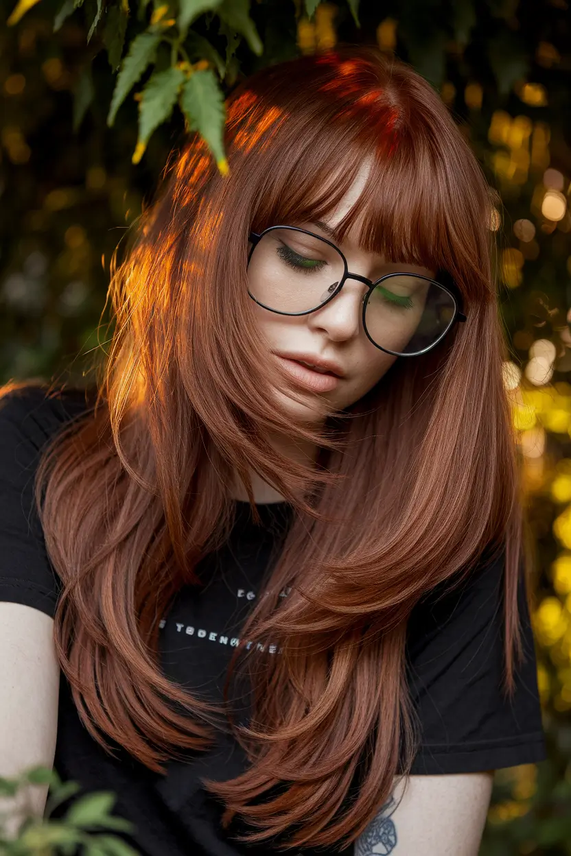 Hair Color Ideas: Auburn for Winter 2025 - 2026 Layered Auburn with Retro Influence