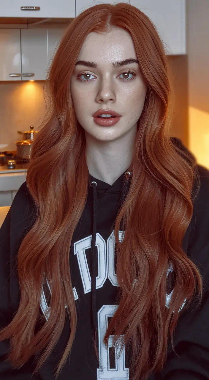Hair Color Ideas: Auburn for Winter 2025 - 2026 Soft Copper-Auburn with Effortless Waves