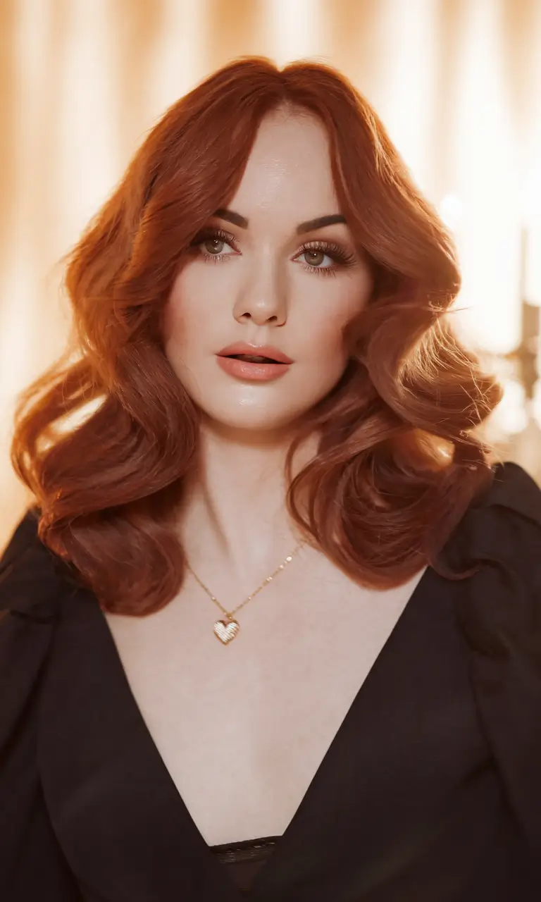 Hair Color Ideas: Auburn for Winter 2025 - 2026 Romantic Auburn with Classic Curls