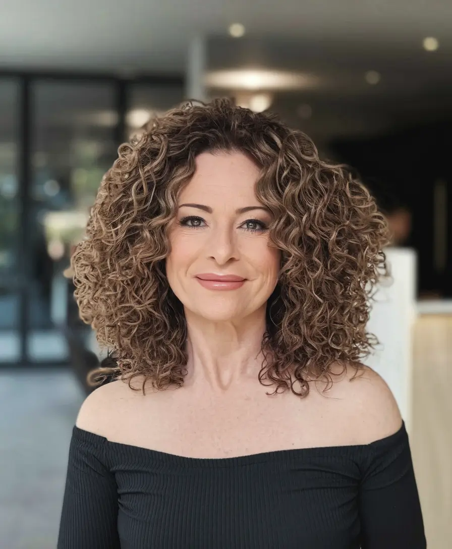 Hair Color & Winter Hairstyles for Women Over 40: 2025-2026 Defined Curly Volume with Natural Glow