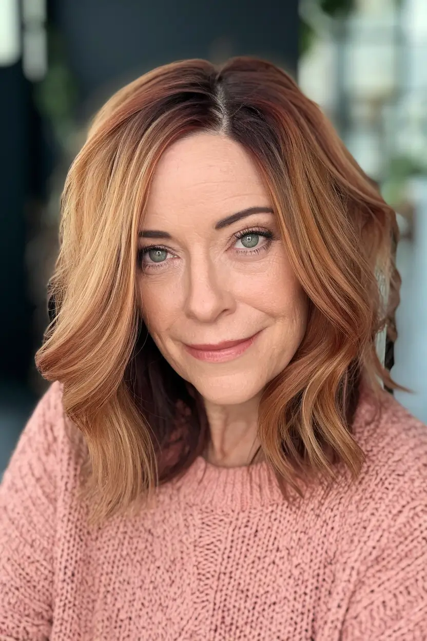 Hair Color & Winter Hairstyles for Women Over 40: 2025-2026 Warm Coppery Lob with Dimension