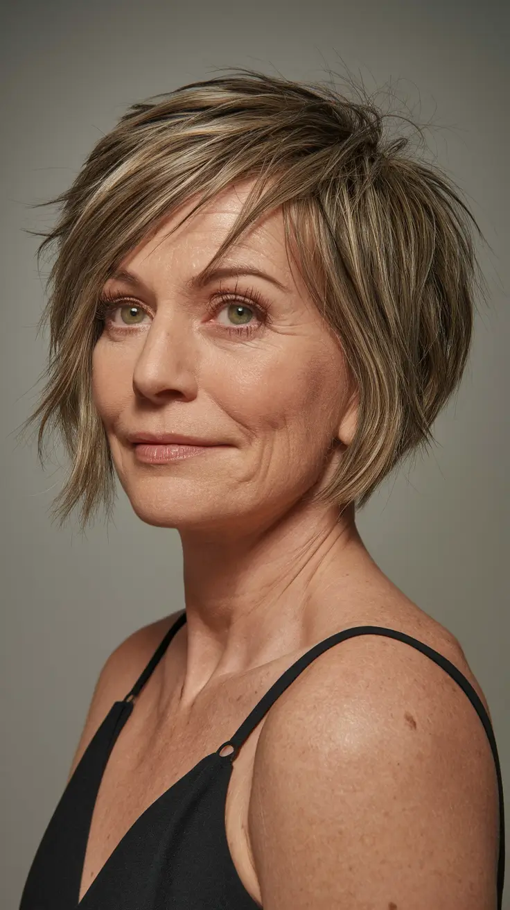 Hair Color & Winter Hairstyles for Women Over 40: 2025-2026 Textured Pixie with Edgy Layers